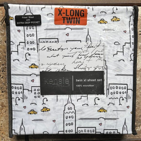 NEW Kensie Home NYC Taxi Cab TWIN XL Sheet Set - New York City Skyline Cabs - Picture 1 of 4